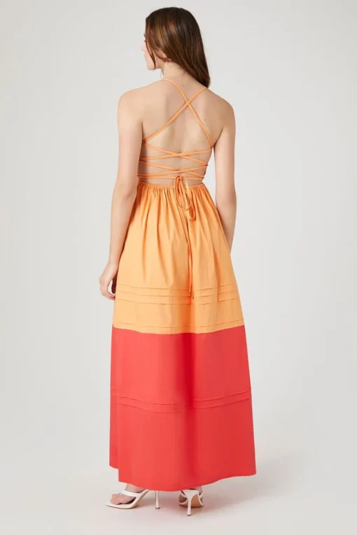Colorblock Crisscross Cami Maxi Dress
