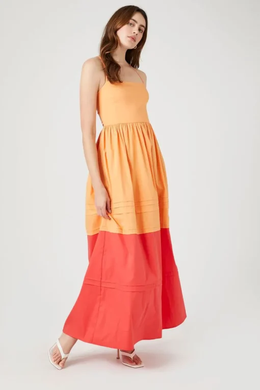 Colorblock Crisscross Cami Maxi Dress