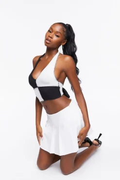 Colorblock Cropped Halter Top