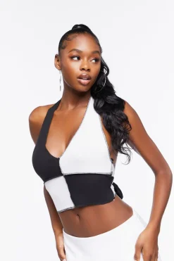 Colorblock Cropped Halter Top