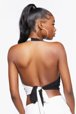 Colorblock Cropped Halter Top