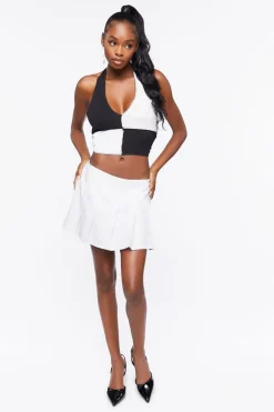 Colorblock Cropped Halter Top
