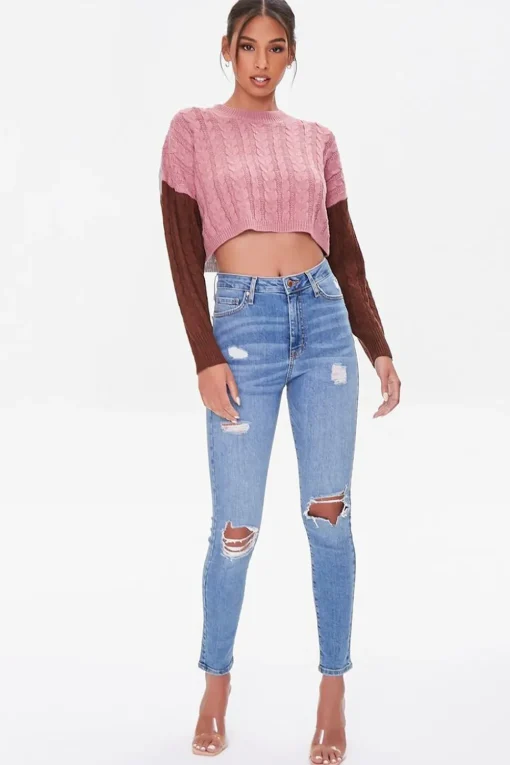 Colorblock Cropped Sweater