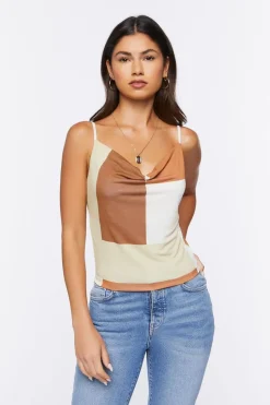 Colorblock Draped Cowl Cami