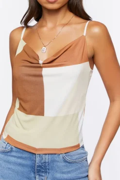 Colorblock Draped Cowl Cami