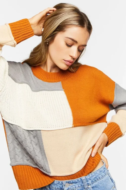 Colorblock Drop-Sleeve Sweater