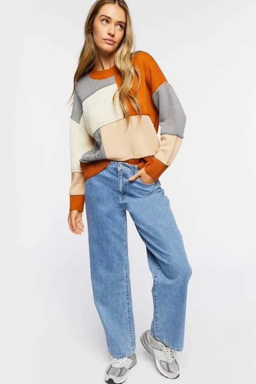 Colorblock Drop-Sleeve Sweater
