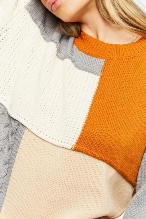 Colorblock Drop-Sleeve Sweater