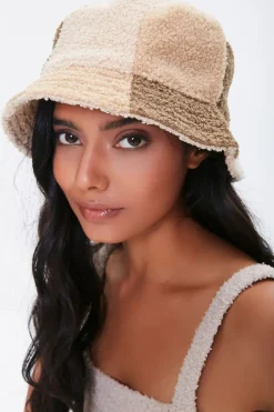 Colorblock Faux Shearling Bucket Hat