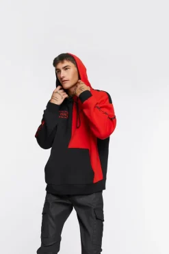 Colorblock Graphic Embroidered Hoodie