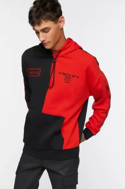 Colorblock Graphic Embroidered Hoodie