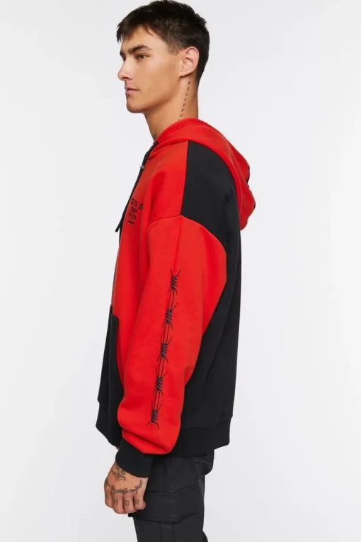 Colorblock Graphic Embroidered Hoodie