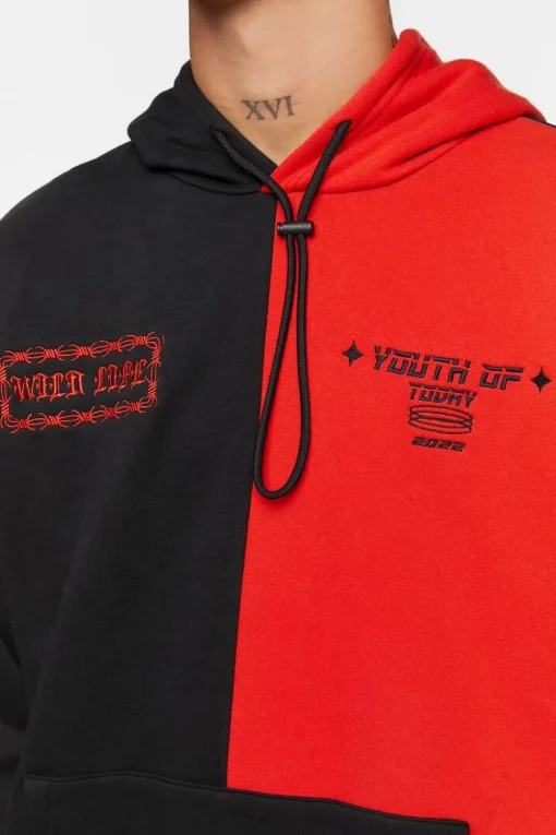 Colorblock Graphic Embroidered Hoodie