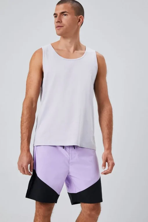 Colorblock Lace-Up Swim Trunks