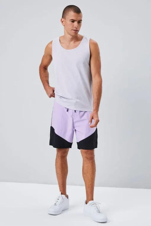 Colorblock Lace-Up Swim Trunks