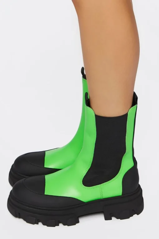 Colorblock Lug-Sole Booties