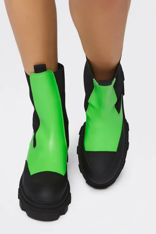 Colorblock Lug-Sole Booties
