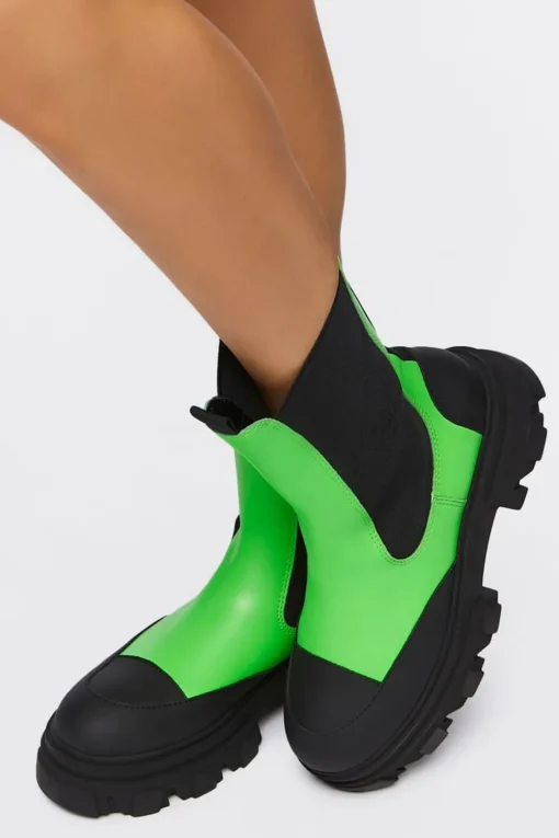 Colorblock Lug-Sole Booties