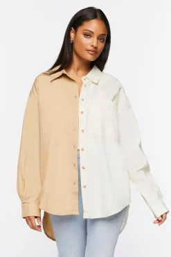 Colorblock Poplin High-Low Shirt