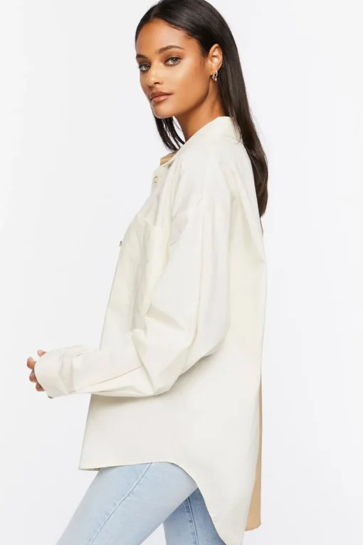 Colorblock Poplin High-Low Shirt