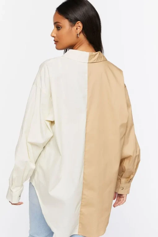Colorblock Poplin High-Low Shirt