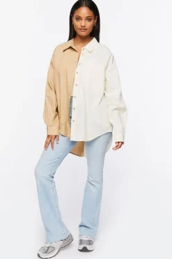 Colorblock Poplin High-Low Shirt