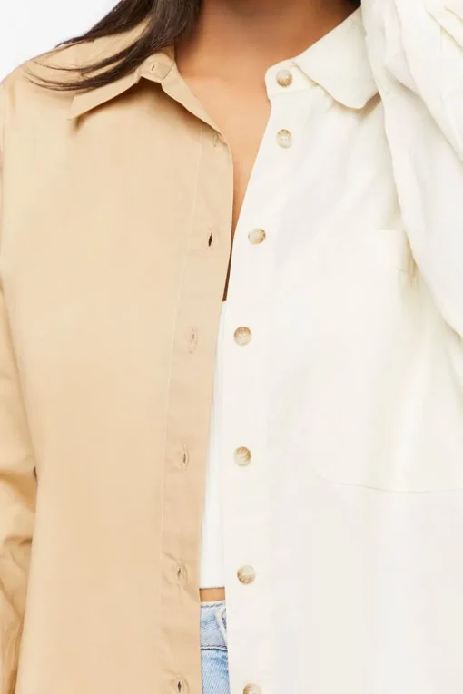 Colorblock Poplin High-Low Shirt