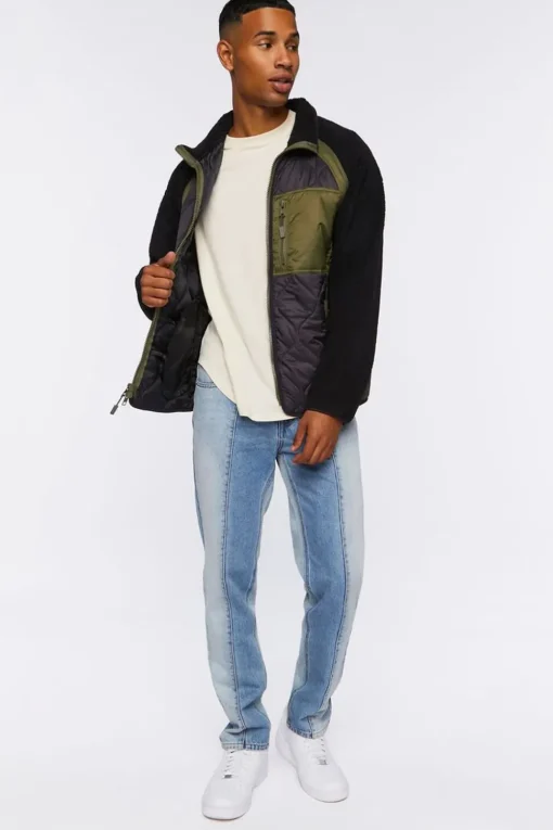 Colorblock Quilted Bomber Jacket