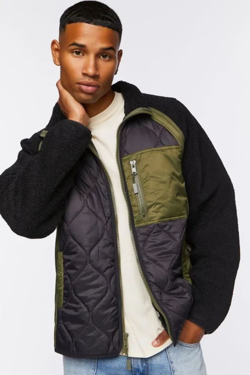 Colorblock Quilted Bomber Jacket