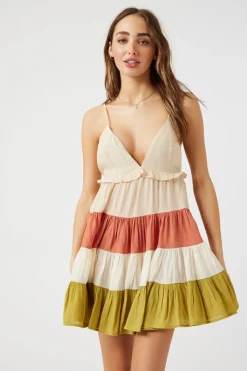 Colorblock Tiered Cami Mini Dress