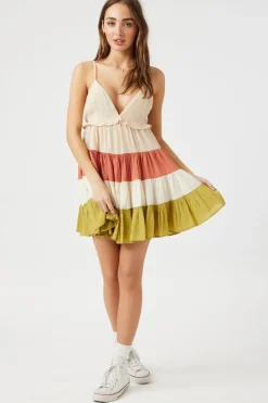 Colorblock Tiered Cami Mini Dress