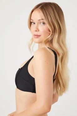 Colorblock Zip-Up Bikini Top