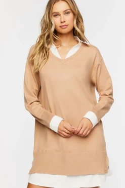 Combo Sweater Shirt Dress