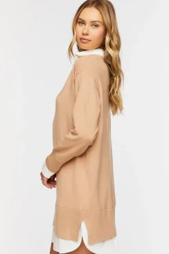 Combo Sweater Shirt Dress
