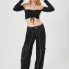 Contrast-Seam Cargo Pants