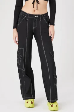 Contrast-Seam Cargo Pants
