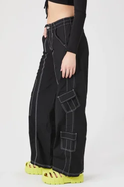 Contrast-Seam Cargo Pants