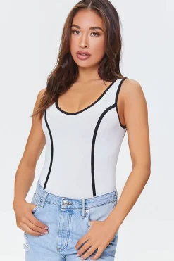 Contrast-Seam Seamless Bodysuit