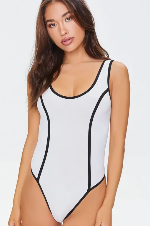Contrast-Seam Seamless Bodysuit