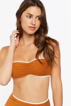 Contrast-Trim Bandeau Bikini Top
