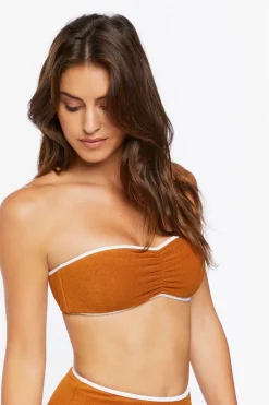 Contrast-Trim Bandeau Bikini Top
