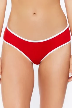 Contrast-Trim Hipster Bikini Bottoms