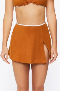 Contrast-Trim Swim Cover-Up Skirt