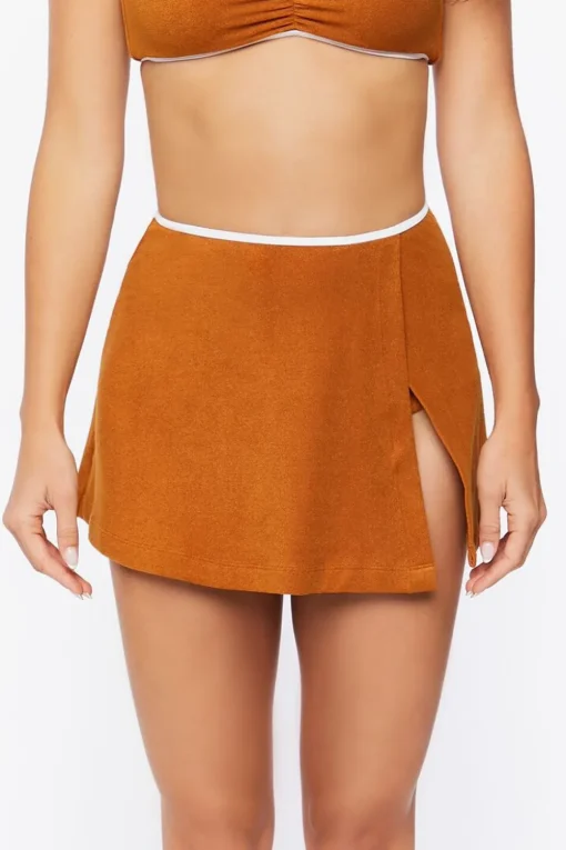 Contrast-Trim Swim Cover-Up Skirt