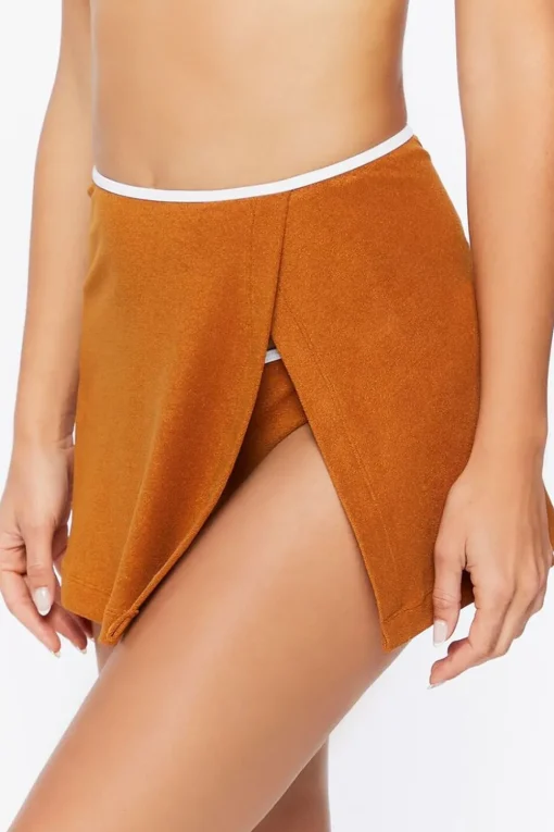 Contrast-Trim Swim Cover-Up Skirt