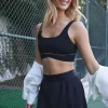 Contrast-Trim Tulip-Hem Sports Bra