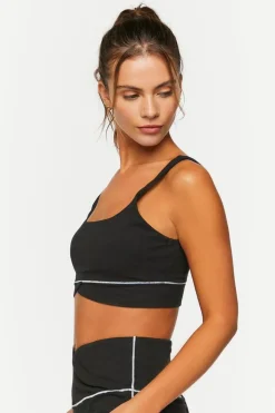 Contrast-Trim Tulip-Hem Sports Bra