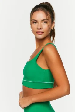 Contrast-Trim Tulip-Hem Sports Bra