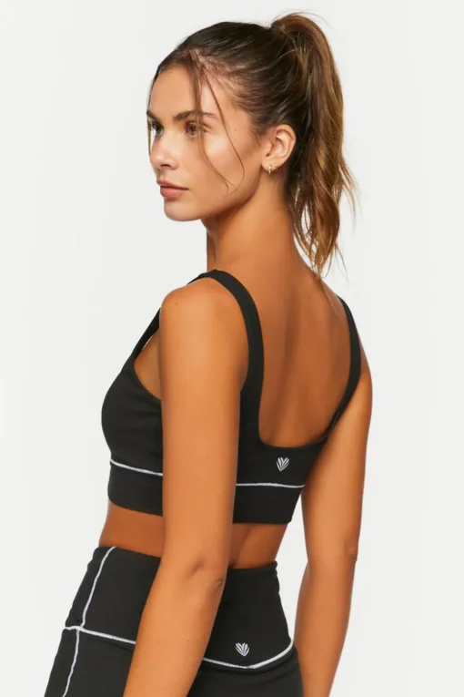 Contrast-Trim Tulip-Hem Sports Bra