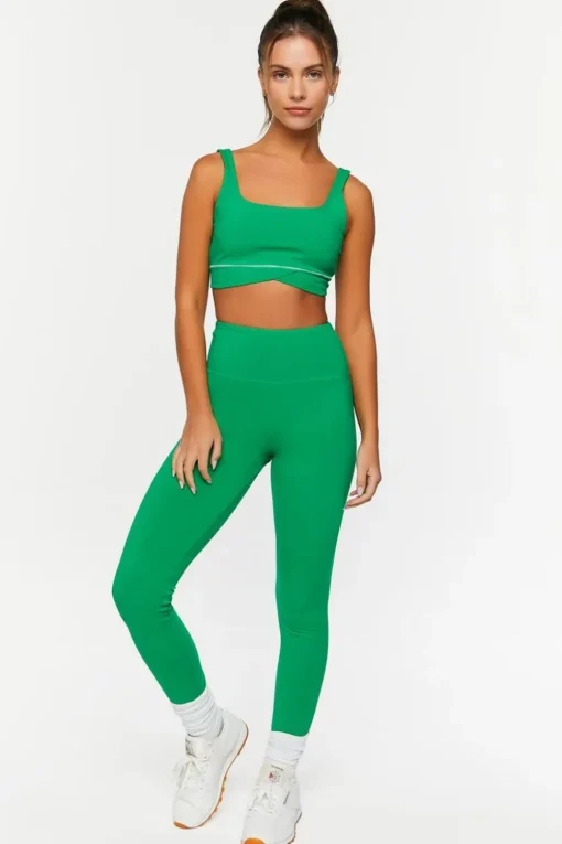 Contrast-Trim Tulip-Hem Sports Bra